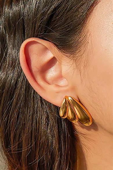 Altın Renk Çelik Küpe (Çift)