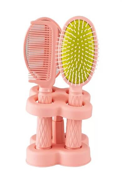4lü Pembe Renk Organizerli Tarak Ve Ayna  Set