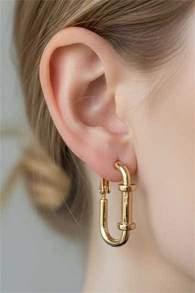 Altın Renk 14K Altın Kaplama TX Küpe (Çift)