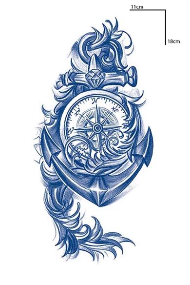 Pusula Figürlü 12 Saat Sonra Kararan Geçici Orta Dövme Tattoo