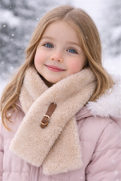 Açık Kahve Renk Çocuk Peluş Atkı