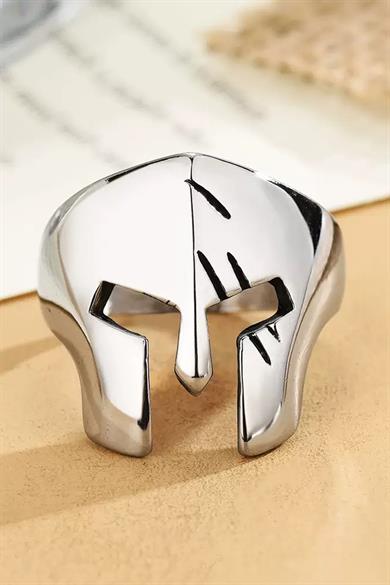 Gümüş Renk Maske Figürlü Ayarlanabilir Çelik Erkek Yüzük