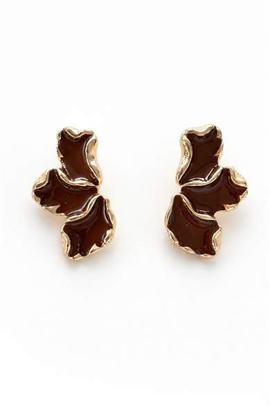 Altın Ve Kahve Renk Küpe (Çift)