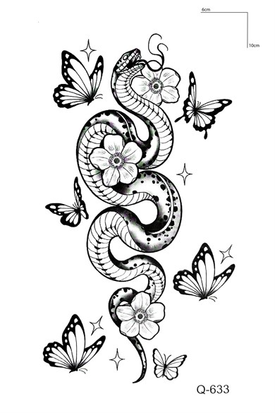 Yılan Ve Kelebek Mini Geçici Dövme Tattoo