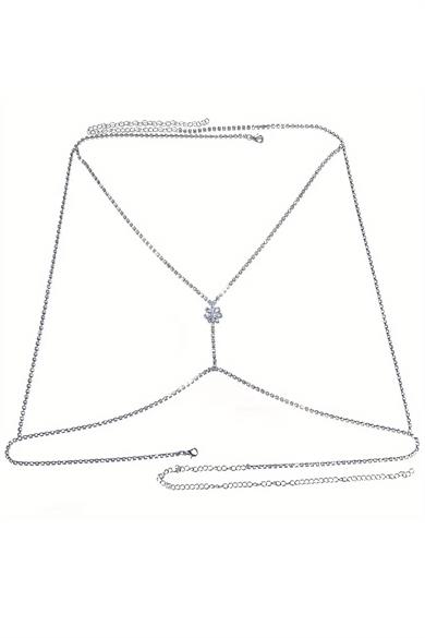 Gümüş Renk Taş Detaylı Tasarım Vücut Aksesuar