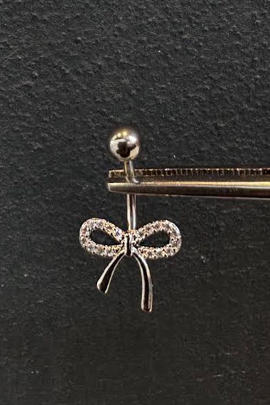 Gümüş Renk Kurdele Figürlü Cerrahi Çelik Göbek Piercing