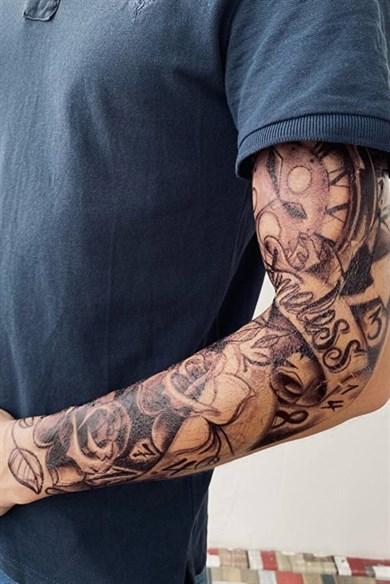 Saat Gül Kol Dövme Geçici Tattoo