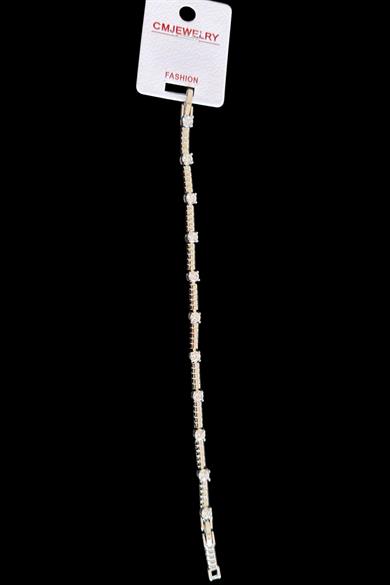 Gümüş Renk 14K Altın Kaplama Taşlı Cm Bileklik