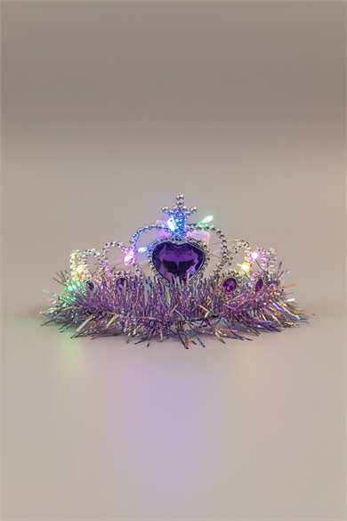 Mor Renk Kalp Figürlü Işıklı Prenses Çocuk Taç