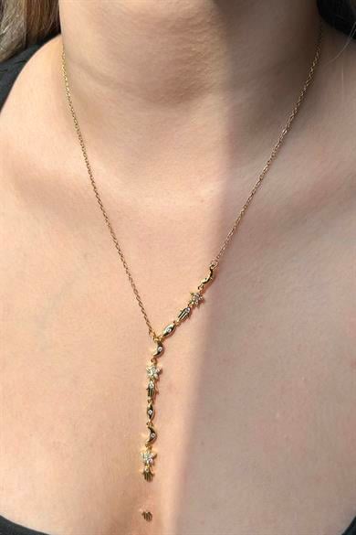 Altın Renk Karışık Figürlü Çelik Y Kolye