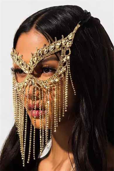 Altın Renk Taşlı Parti Maskesi