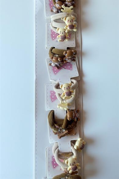 10lu Karışık Renk Ayıcık Figürlü Lastik Toka Set 