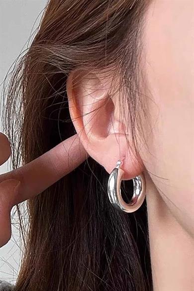 Gümüş Renk Halka Küpe (Çift)