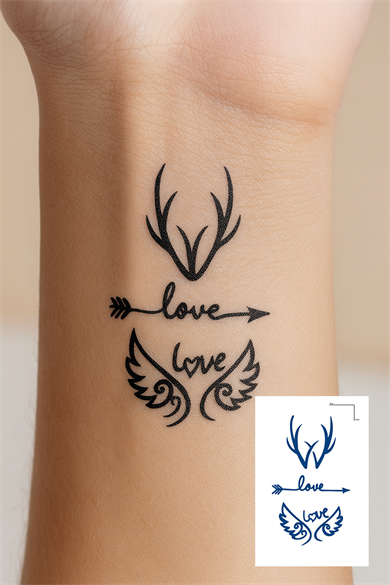 Karışık Figürlü 12 Saat Sonra Kararan Geçici Dövme Tattoo