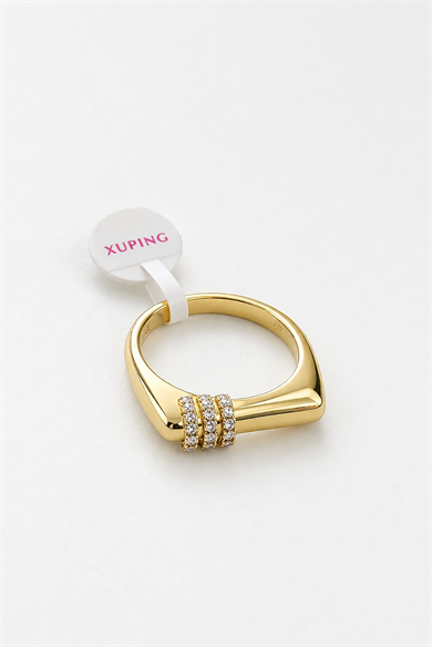 Altın Renk Taş Detaylı Xuping Yüzük (7 Numara)