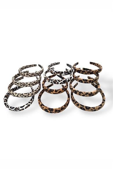 12´li Karışık Renk Leopar Desenli  Taç Set