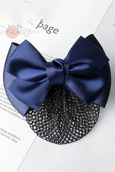 Lacivert Renk Kurdele Figürlü Bale Tokası Otomat Klipsli File Toka