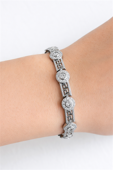 Gümüş Renk 14K Altın Kaplama Taşlı Cm Bileklik