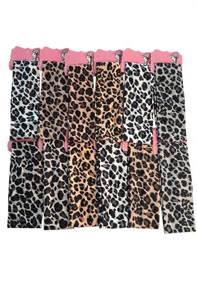 12li Karışık Renk Leopar Desenli Saç Bandı