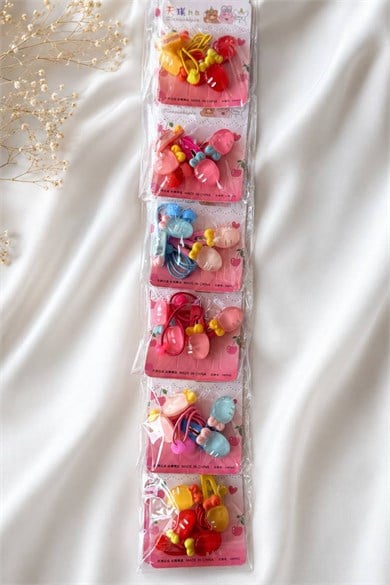 24lü Karışık Renk Yan Toka Ve Lastik Toka Set
