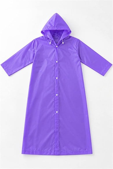 Mor Renk Kapüşonlu Unisex Yetişkin Yağmurluk