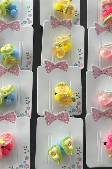 20li Karışık Renk Meyve Figürlü Çocuk Toka Set