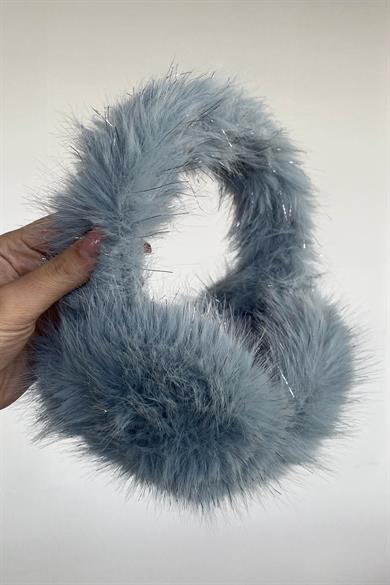 Mavi Renk Simli Peluş Kulaklık