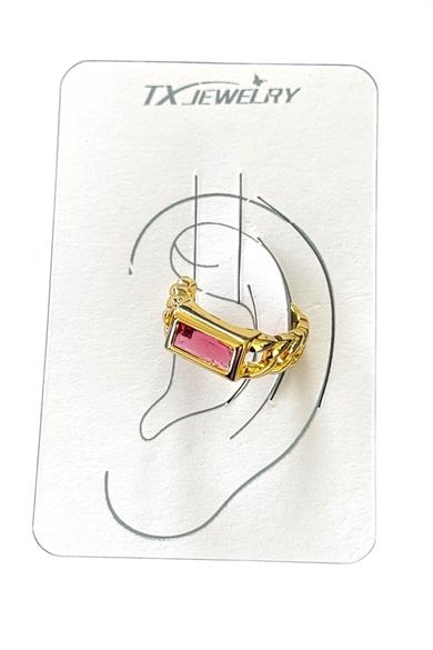 Altın Renk Taş Detaylı 14K Altın Kaplama TX Ear Cuff (Tek)