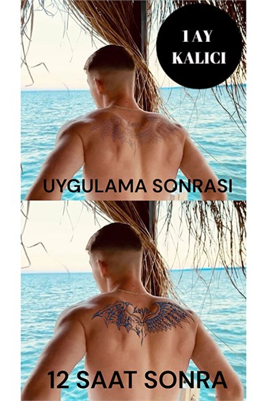 Kanat Figürlü Sonradan Kararan Yarı Kalıcı Geçici Dövme Tattoo