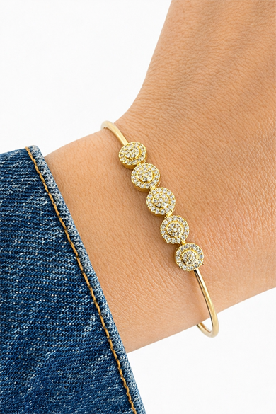 Altın Renk Taşlı Kelepçe Bileklik
