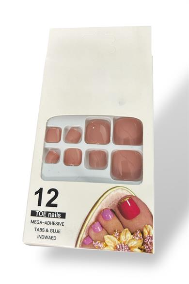 12li Pudra Renk Takma Tırnak Set (Yapıştırıcılı)