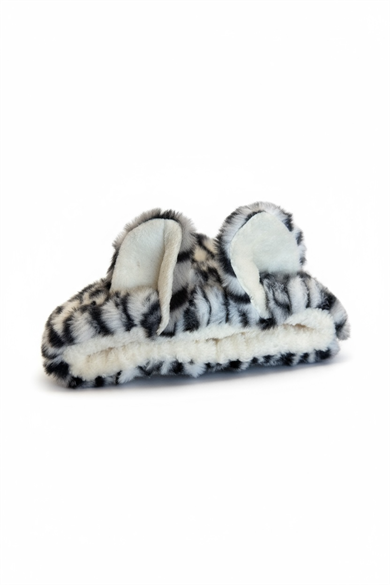 Gri Renk Kulak Detaylı Peluş Saç Bandı