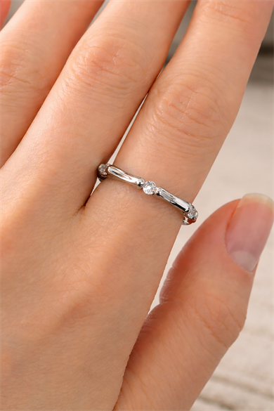 Gümüş Renk Taş Detaylı Ayarlanabilir Yüzük