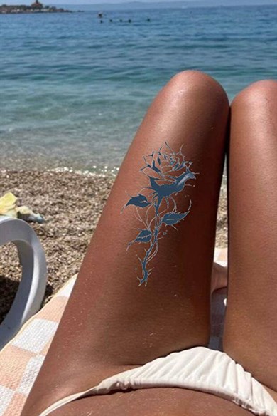Geçici Gül Figürlü Büyük Boy Dövme Tattoo