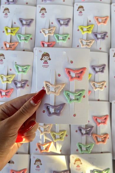 30lu Karışık Kelebek Figürlü Renk Yan Toka Set