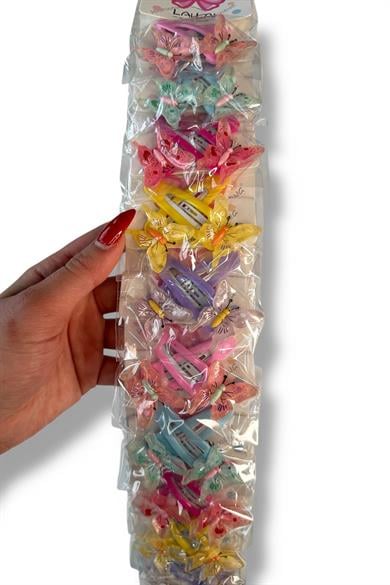 10lu Karışık Renk Kelebek Figürlü Yan Toka Set