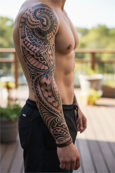 Maori Figürlü Sonradan Kararan Yarı Kalıcı Geçici Kol Dövme Tattoo