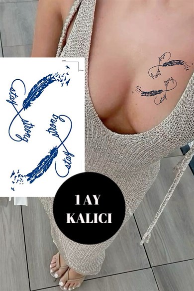 Sonsuzluk İşareti Ve Tüy Figürlü Yarı Kalıcı Geçici Dövme Tattoo