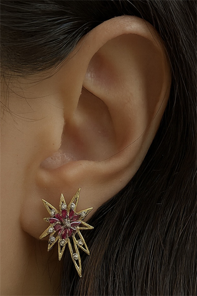 Altın Renk Taş Detaylı YSX Küpe 