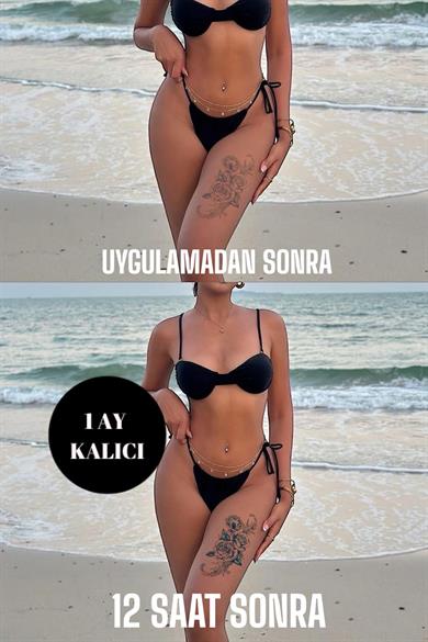 Çiçek Figürlü 12 Saat Sonra Kararan Geçici Orta Dövme Tattoo