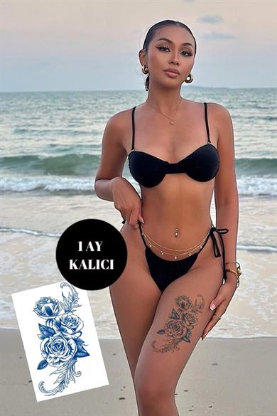 Çiçek Figürlü 12 Saat Sonra Kararan Geçici Orta Dövme Tattoo
