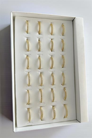 24lü Altın Renk Taş Detaylı Yüzük Set