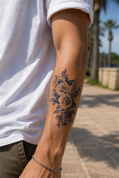 Çiçek Sonradan Kararan Yarı Kalıcı Geçici Dövme Tattoo