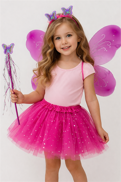 Fuşya Renk Kanat /Asa /Taç /Etek Set