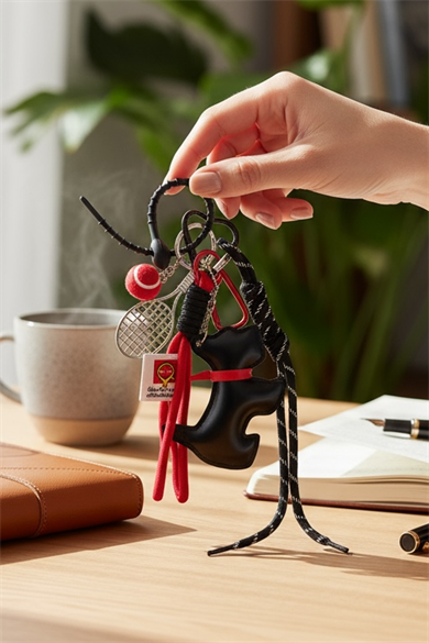 Siyah Ve Kırmızı Renk Köpek Figürlü Çanta Charm/ Anahtarlık