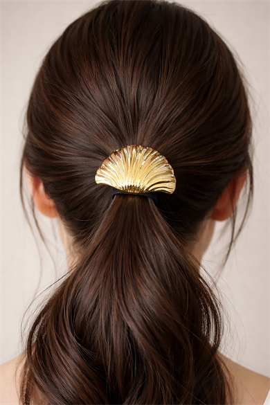 Altın Renk Midye Figürlü Metal Lastik Toka