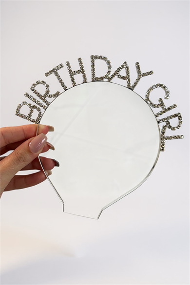 Gümüş Renk Birthday Princess Yazılı Taç