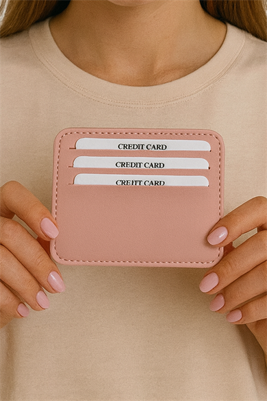 Pudra Renk Deri Kadın Cüzdan/ Kartlık