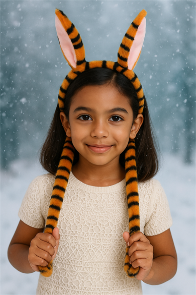 Kahverengi Zebra Desenli Kulakları Oynayan Taç