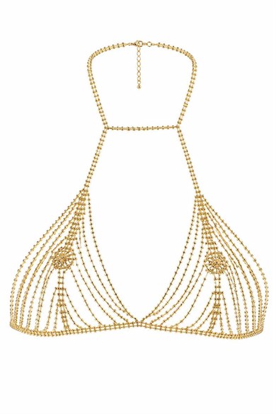 Altın Renk Taş Detaylı Bikini Üstü /Bralet /Vücut Aksesuarı